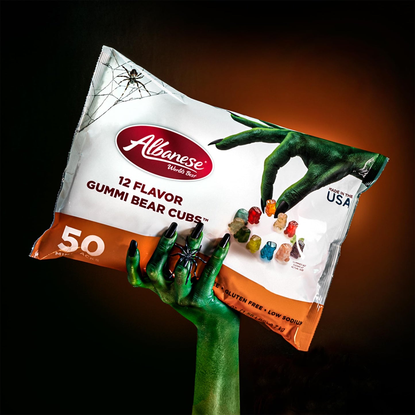Albanese World'S Best, Halloween 12 Flavor Gummi Bear Cubs, 50-0.5Oz Trick Or Treat Bags Of Halloween Candy