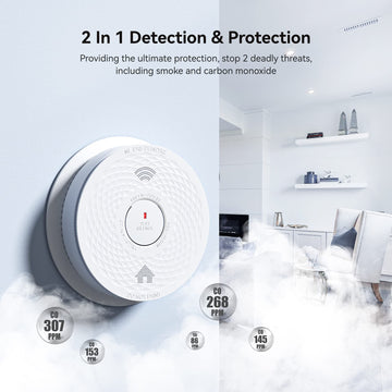Siterlink Smoke And Carbon Monoxide Detector Combo With Voice Alert, Dual Sensor Fire And Co Alarm With Led Light And Test Butto