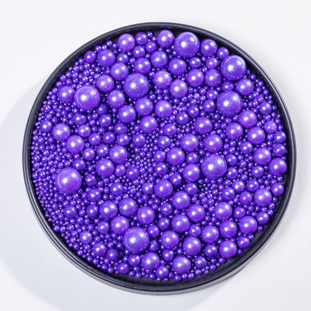 Purple Pearl Sprinkles,Cake Sprinkles,Cookie Sprinkles,Sugar Pearl, Edible Candy Pearls 130G 4.6Oz For Cake Cupcake Decorationg