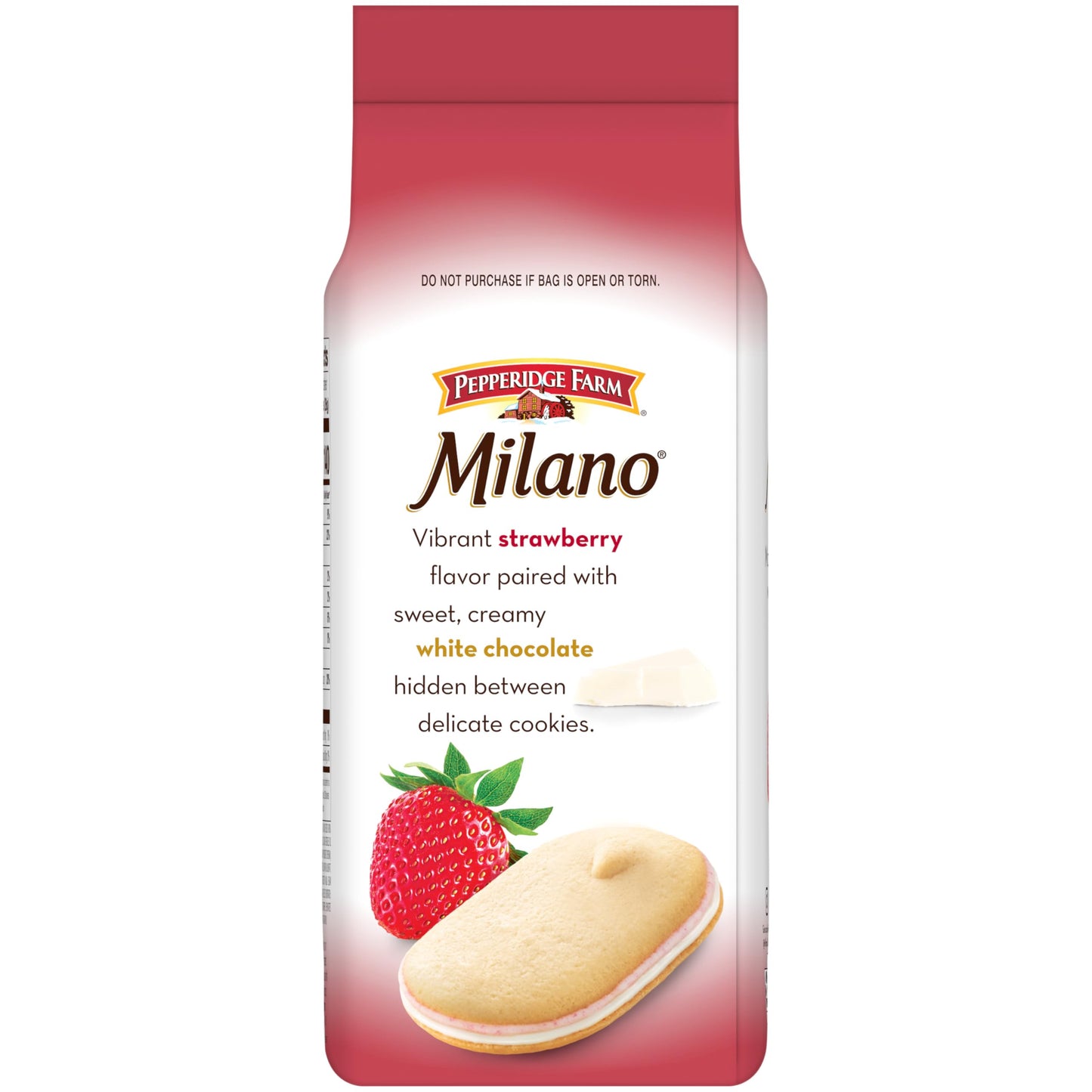 Pepperidge Farm Milano White Chocolate Strawberry Flavored Cookies, 7 Oz Bag