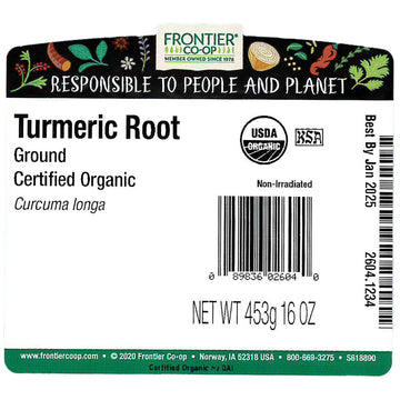 Frontier Herb Organic Ground Turmeric Root, 1 Lb