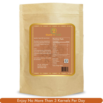 Cure wid Pure Certified Organic Apricot Seeds 1lb -Freshly Packed Gluten Free Raw Non-GMO Organic Bitter Apricot Kernels - Rich in - Eco-Friendly Resealable Pack Max 3 Kernels Per Day