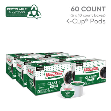 Krispy Kreme Classic Decaf Keurig Single-Serve K-Cup Pods, Light Roast Coffee, 60 Count (6 Packs Of 10)
