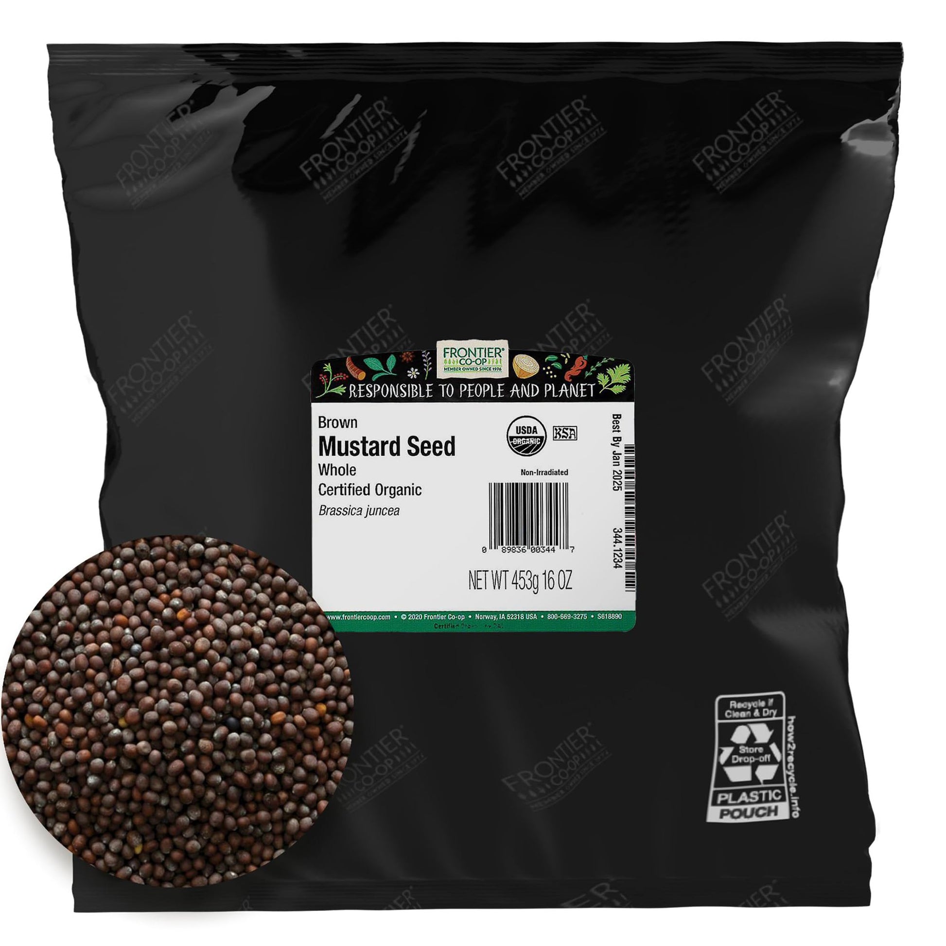 Frontier Bulk Whole Certified Organic Mustard Seed, Brown, 1 Lb