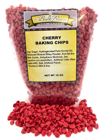 Cherry Baking Chips, Bulk Size, (1 lb. Resealable Zip Lock Stand Up Bag)