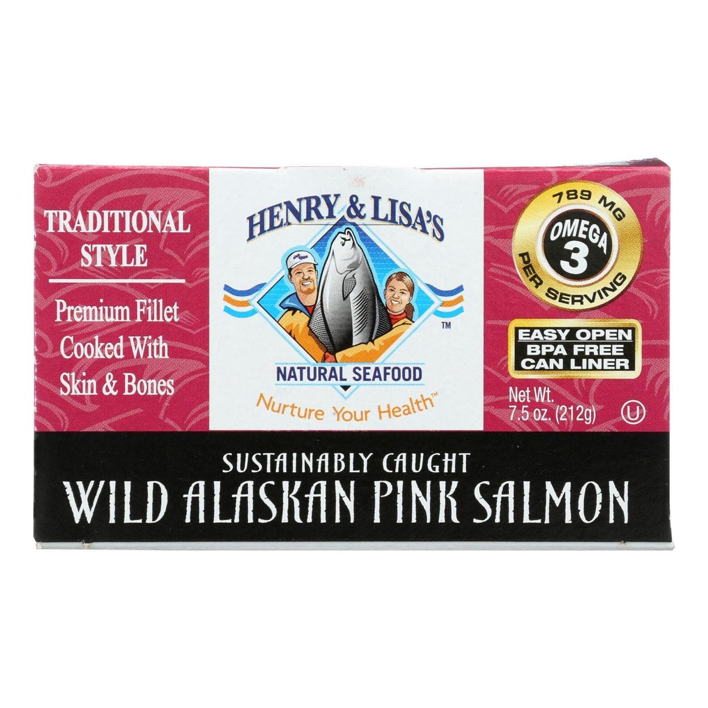 Henry and Lisas Wild Alaskan Pink Salmon, 7.5 Ounce -- 12 per case.12