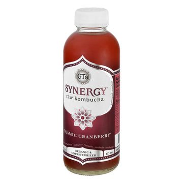 Gts Enlightened Synergy Organic And Raw Kombucha Cosmic Cranberry, 16 Ounce - 12 Per Case.