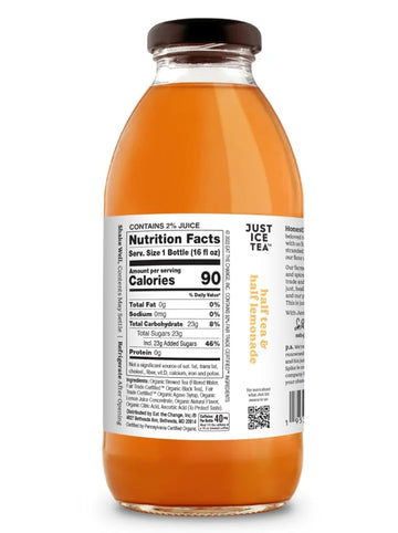 Just Ice Tea Organic Iced Tea, 16 Fl Oz Glass Bottles (Pack Of 4) (Half & Half)