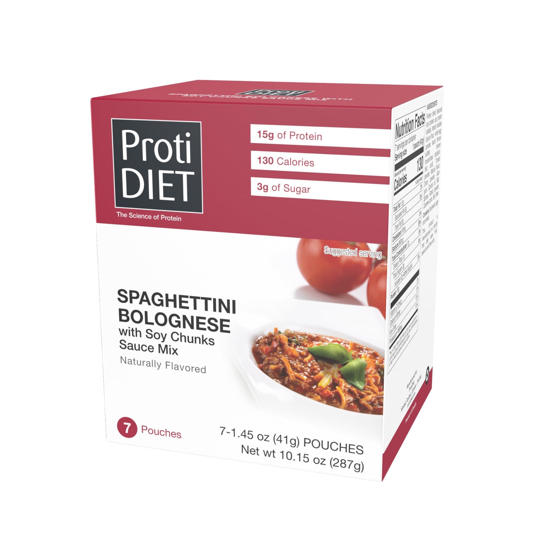 ProtiDIET High Protein Spaghettini Bolognese with Soy Chunks Sauce Mix, Low Fat, Low Sugar, Quick and Easy-to-Prepare Microwavab