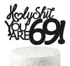 Happy 69th Birthday Cake Topper 69 Birthday Cake Toppers-Black Glitter, Funny 69th Cake Topper for Men For Women, 69th birthday