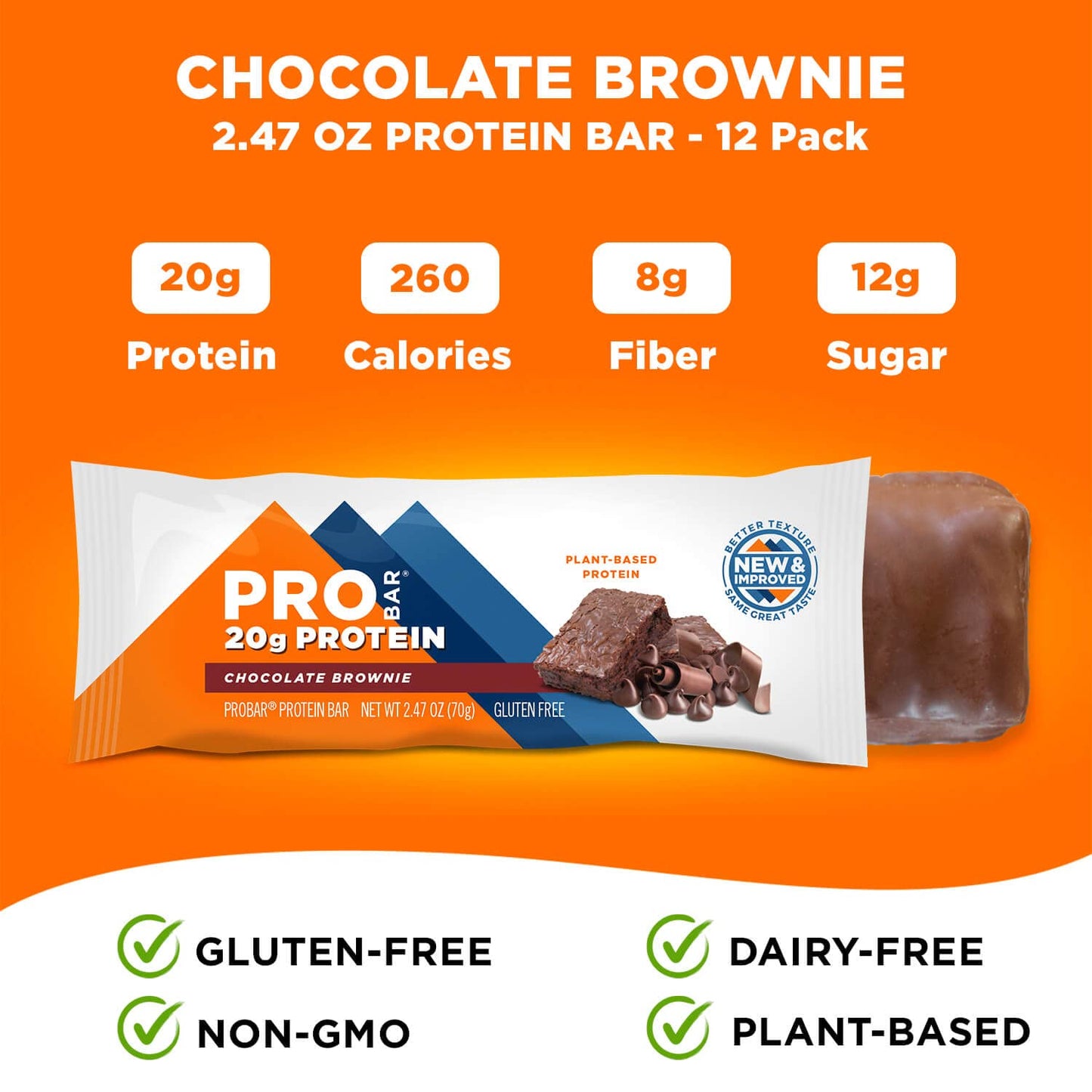Probar - Protein Bar, Chocolate Brownie, Non-Gmo, Gluten-Free, Healthy, Plant-Based Whole Food Ingredients, Natural Energy (12 C