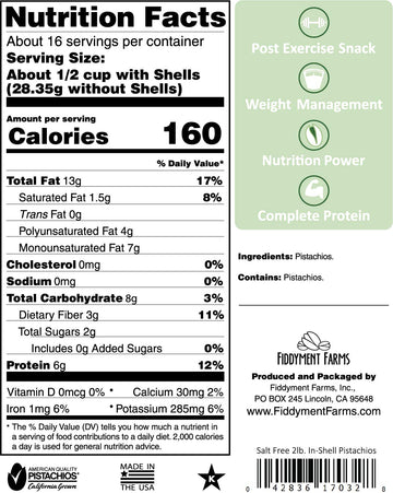 Fiddyment Farms 2Lb Unsalted In-Shell Pistachios