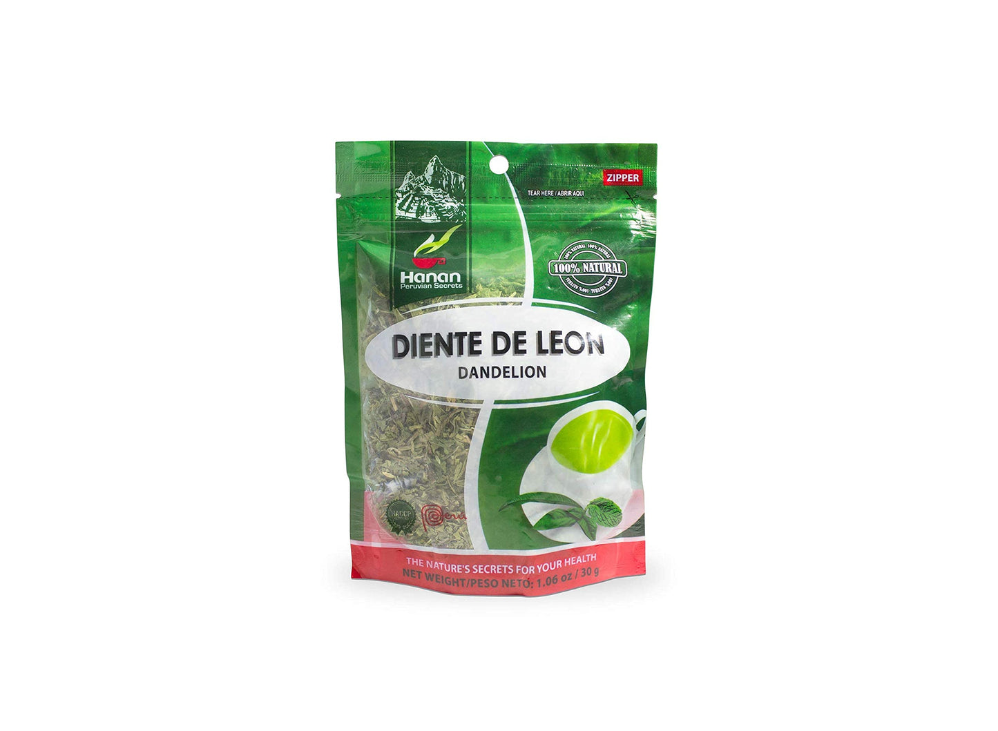 Hanan Peruvian Secrets Diente De Leon Herbal Tea | 100% Natural Dandelion Leaves | 1.06Oz / 30G | Naturally Supports Healthy Dig