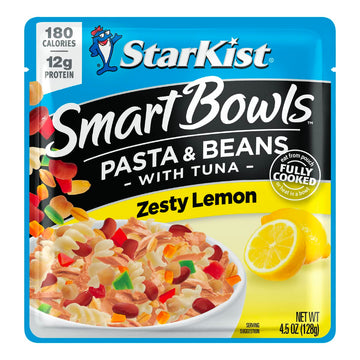 Starkist Smart Bowls Zesty Lemon, 4.5 Oz Pouch (Pack Of 12) – Features Pasta & Beans With Wild Caught Light Tuna