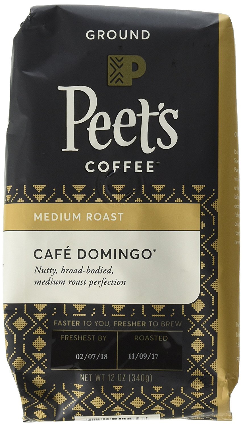 Peet'S Coffee Caf   Domingo, Medium Roast Ground Coffee, 12 Ounce Bags (Pack Of 2) Smoothly Sweet, Balanced, & Bright Medium Roa