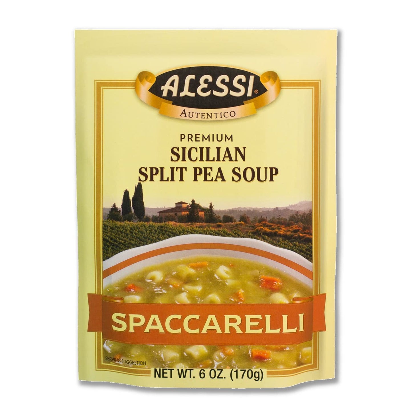 Alessi Autentico Premium Soups, Traditional Flavors, 6Oz (Sicilian Split Pea, Pack Of 6)