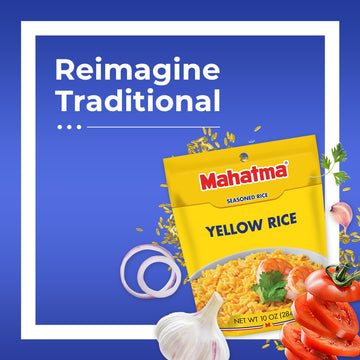 Mahatma Yellow Rice Mix, Long-Grain Rice, Stovetop Or Microwave Rice, Gluten-Free And Kosher 20-Minute Rice, 10 Ounces, Pack Of