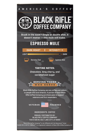 Black Coffee Company 100ct Espresso Mule Capsules - Dark Roast Espresso Chocolate Bing Cherry & Caramelized Sugar OriginalLine Compatible