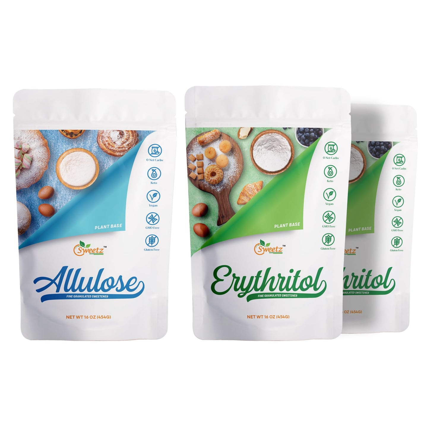 All Purpose Sweeteners: Erythritol 2-Pack & Allulose 1-Pack. Total Servings 342; Zero Calorie Sweeteners Sugar-Free Substitute For Baking Smoothies Coffee; Low Carb Keto Diet Friendly Food | Ery2-Alu1-Mpk3 1Lb/Each