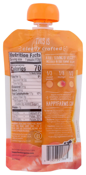 Happy Baby, Baby Food Sweet Potato Mango Carrot Organic, 4 Ounce