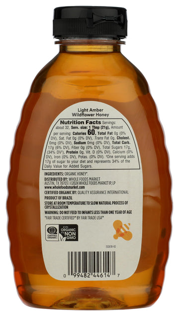 365 by Whole Foods Market Organic Light Amber Wildflower Honey, US Grade A, 24 Ounce