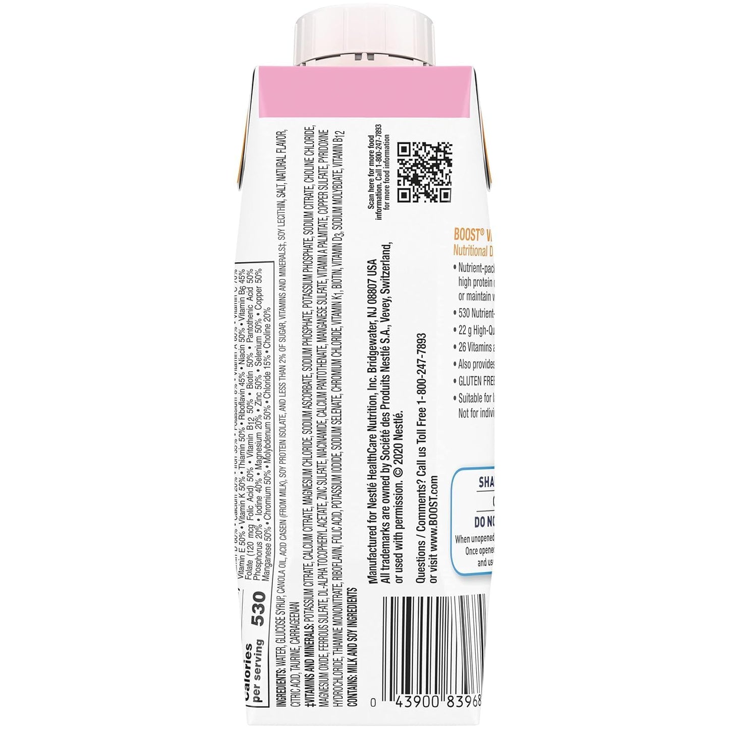Boost Very High Calorie Nutritional Drink Creamy Strawberry, Made with Natural Strawberry Flavor & No Artificial Flavors, Colors