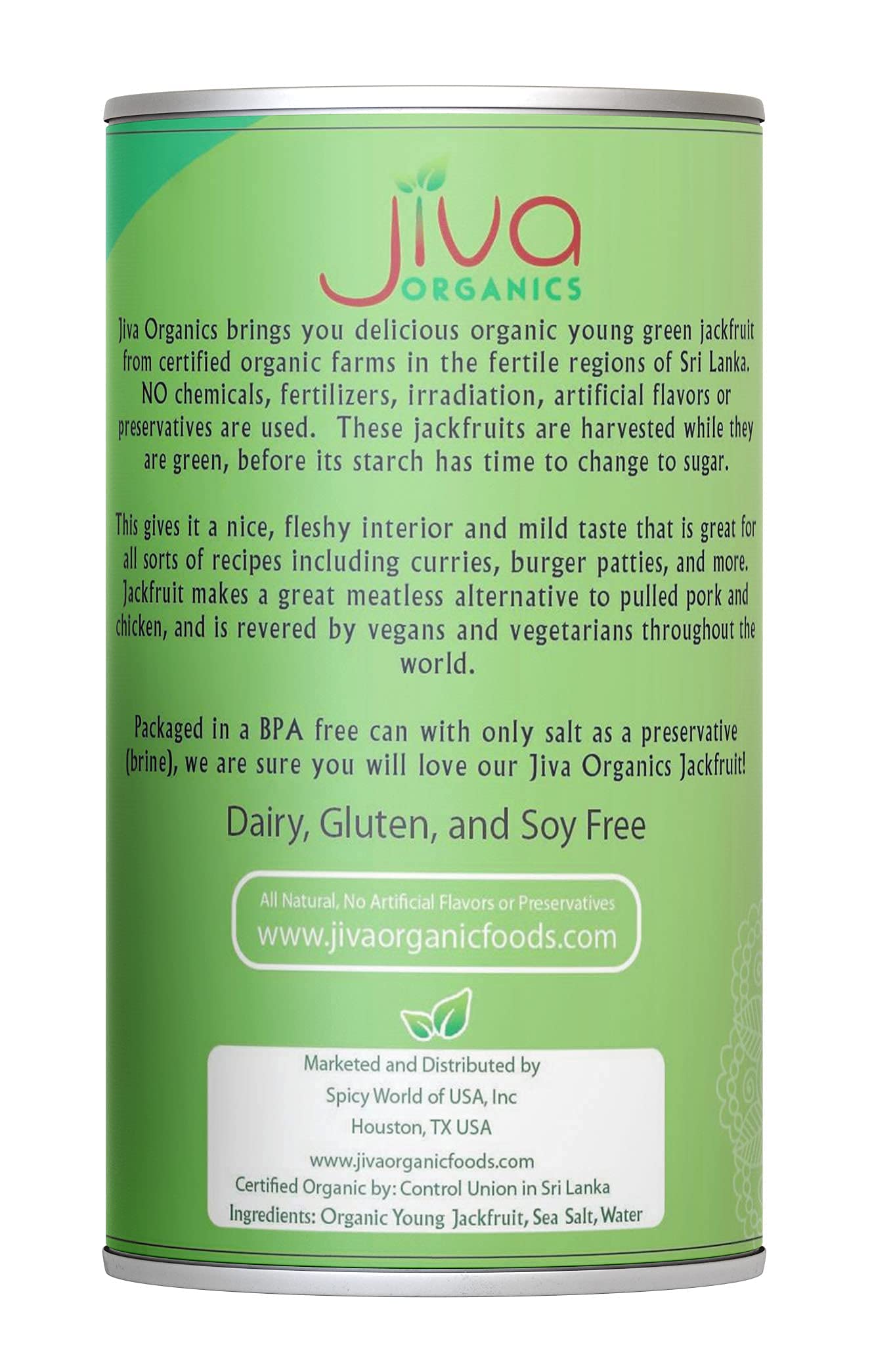 Jiva Organic Young Green Jackfruit 14 Ounce (Pack of 6) - BPA Free, Gluten Free, Jackfruit Canned, Delicious Vegan Meatless Alte