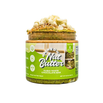 Rainbow Nut Butter, Dubai White Chocolate Bar Peanut Butter, Spread, Treat, Snack, Dessert, High Protein Flavored Peanut Butter,