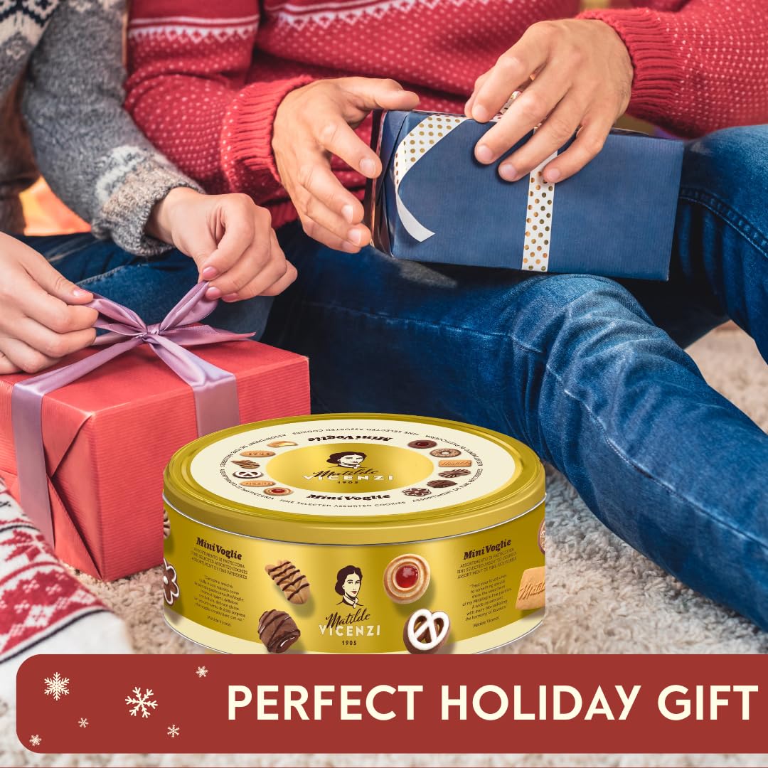 Pasticceria Matilde Vicenzi Minivoglie Butter Cookies Tin, Assortment of Traditional Italian Pastries, Holiday, Christmas, Hanuk