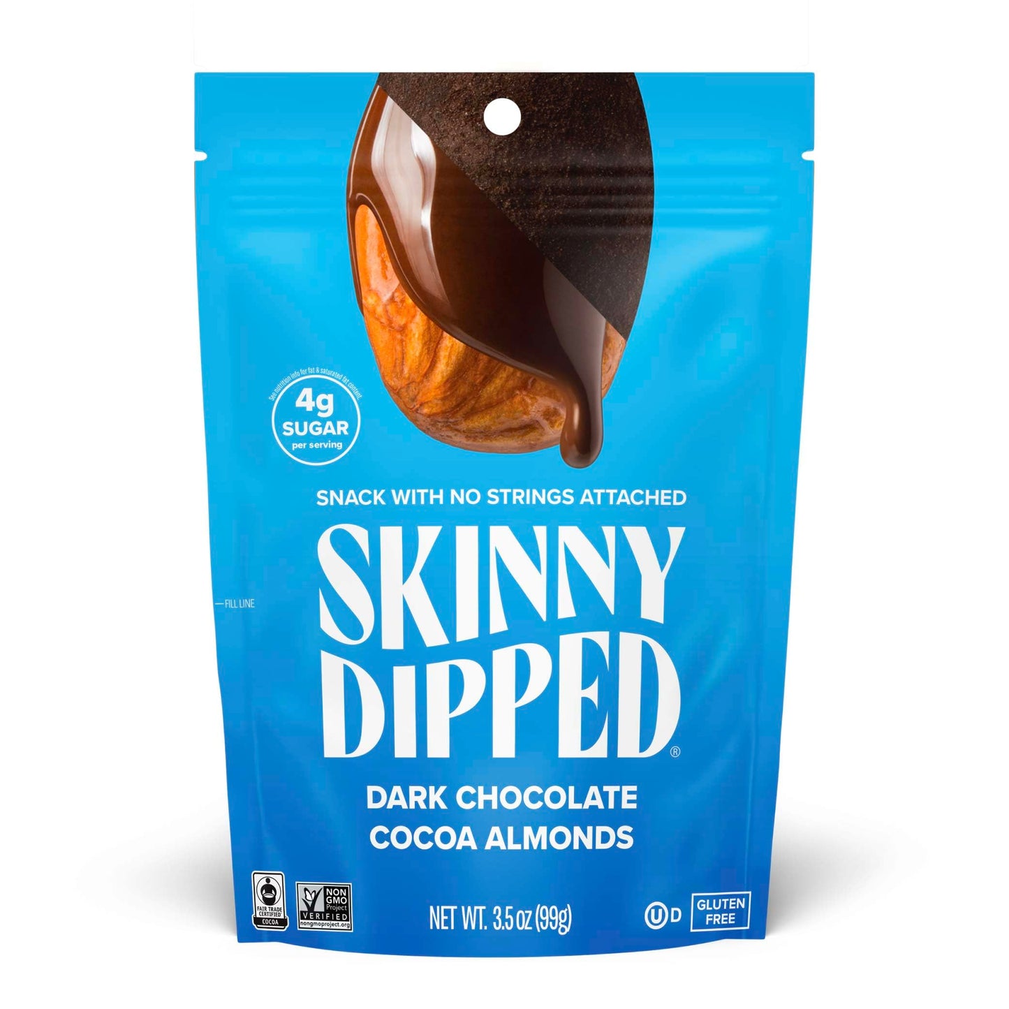 Skinnydipped Dark Chocolate Cocoa Almonds, Healthy Snack, Plant Protein, Gluten Free, 3.5 Oz Resealable Bags (Pack Of 5)