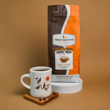 Fresh Roasted Coffee, Salted Caramel Mocha Flavored Coffee,5 Lb, Medium Roast, Kosher, Ground