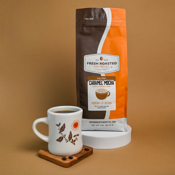 Fresh Roasted Coffee, Salted Caramel Mocha Flavored Coffee,5 Lb, Medium Roast, Kosher, Whole Bean