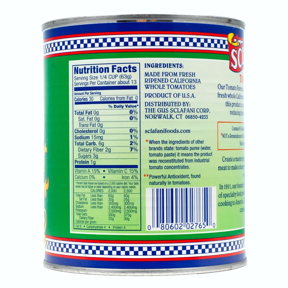 Gus Sclafani Fine Italian Imports Tomato Puree Four (4) 29 Ounce Cans