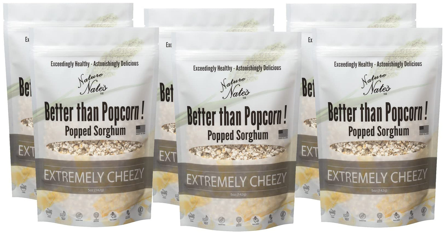 Nature Nates Popped Sorghum, Popcorn Alternative, Extremely Cheezy - Keto & Gluten Free, Healthy Snacks, Better Than Popcorn, M