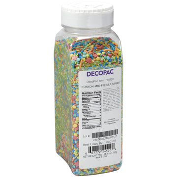 Decopac Fiesta Fusion Mix Candy Sprinkles, 27Oz, Fancy Sprinkles In Handheld Container, Edible Sprinkles For Celebration Cakes, Cupcakes, Cookies And Donuts