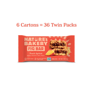 Natures Bakery Whole Wheat Fig Bars, Peach Apricot, Real Fruit, Vegan, Non-GMO, Snack bar, 6 Count (Pack of 6)