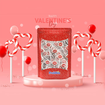 Fruidles Valentine'S Red Lips Lollipop Sucker, White Lip Shaped Lollipop With Red Lips, Individually Wrapped Candy (Half-Pound)