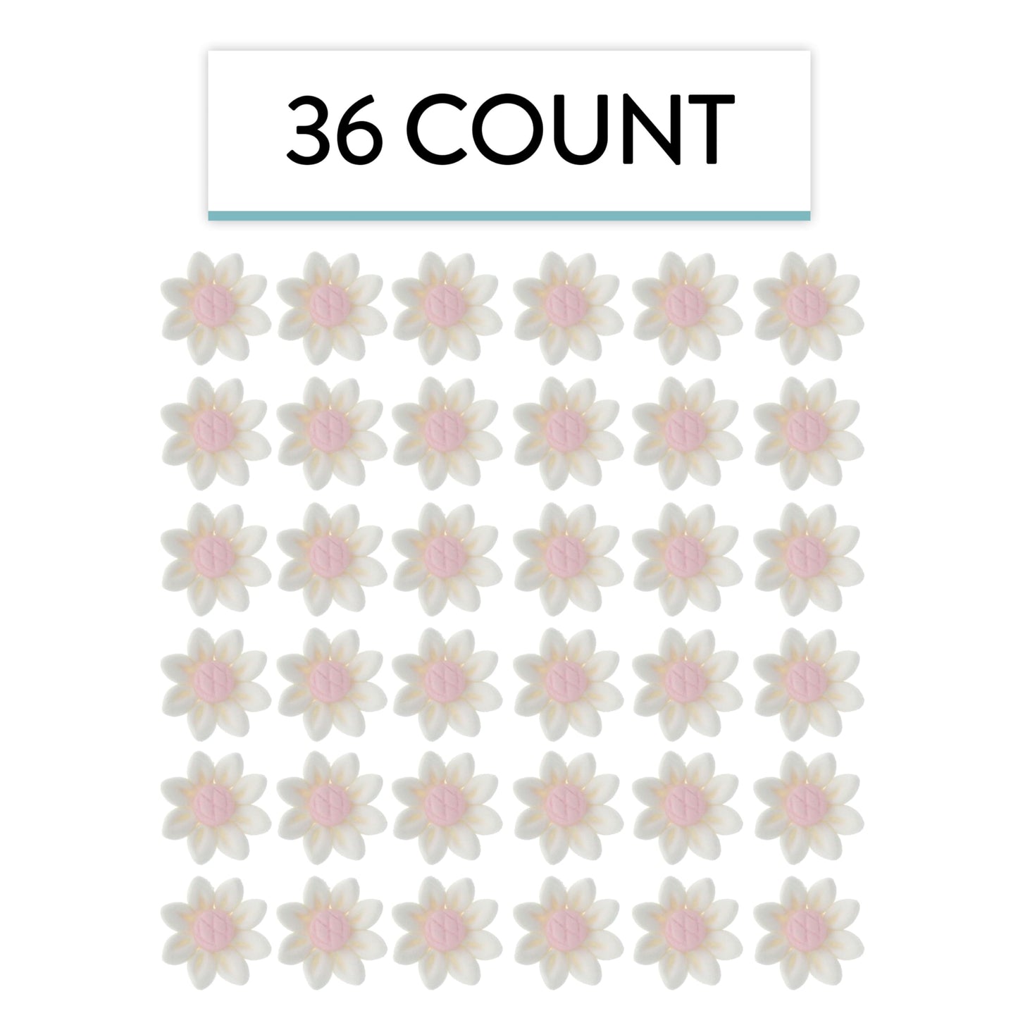 Global Sugar Art Daisy Sugar Cake Flowers, White Petals, Pink Centers Unwired, Small 36 Count by Chef Alan Tetreault