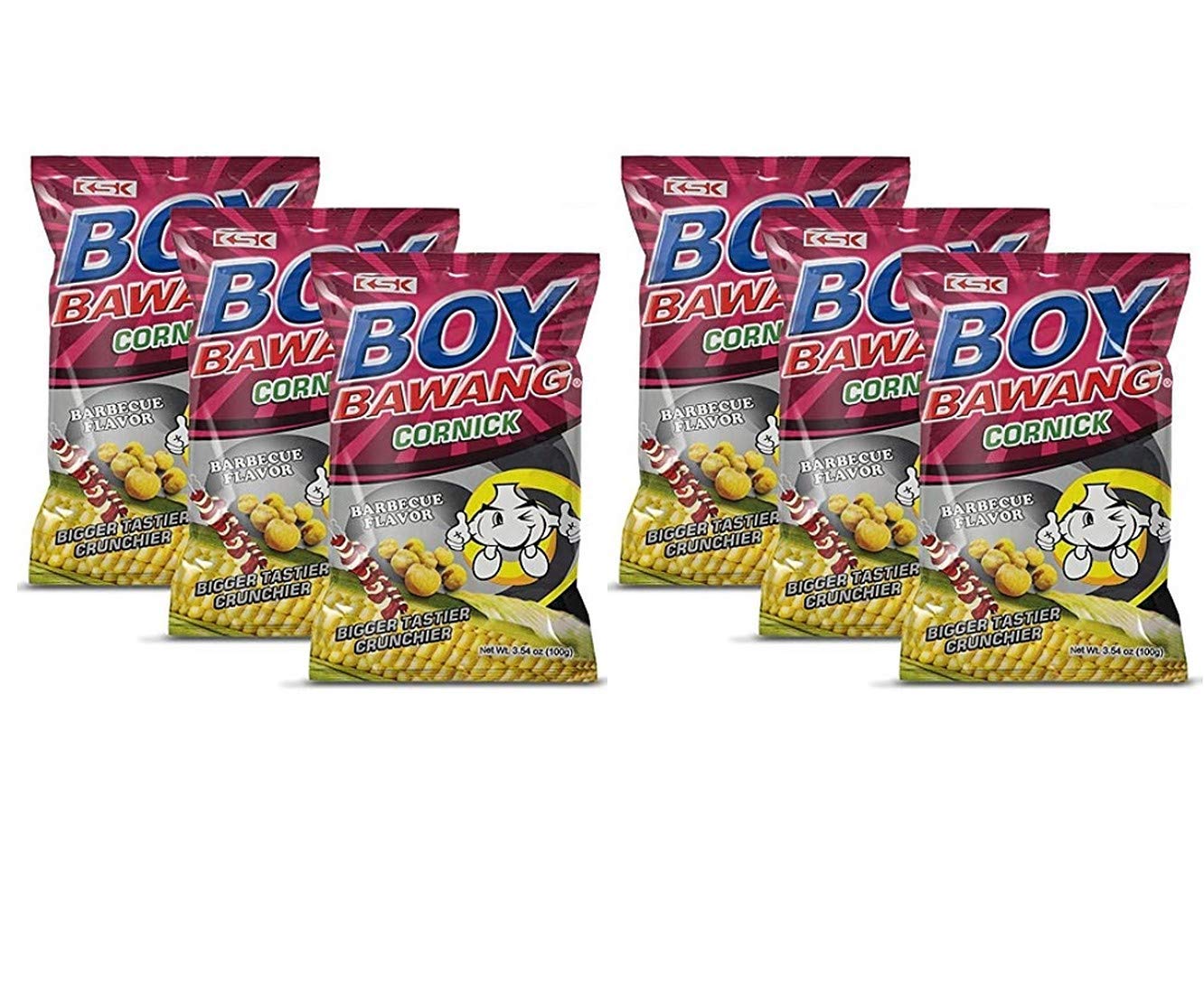 Boy Bawang Cornick, Barbeque - Crispy Tasty & Gluten-Free Corn Nuts (6 Pack, Total of 21.24oz)