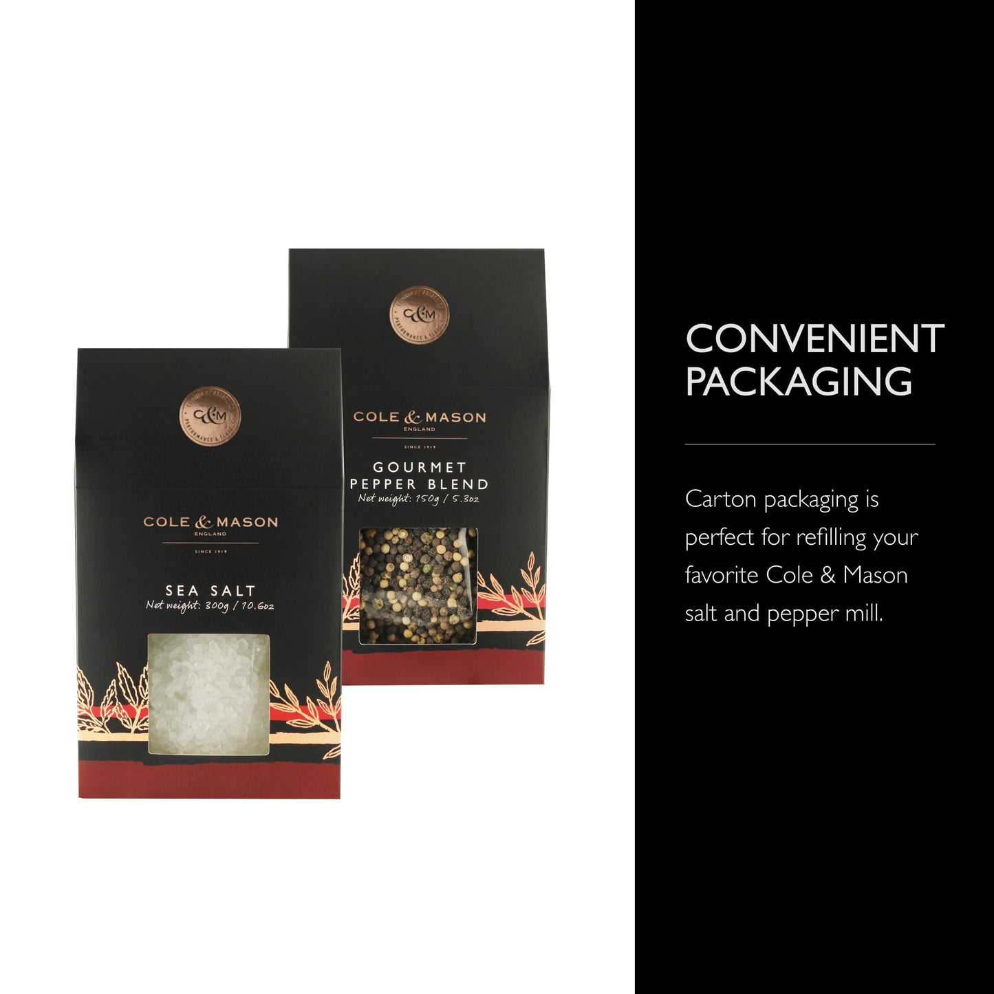 Cole & Mason Gourmet Spice Refill Box - Sea Salt & Gourmet Pepper - 15.9 oz Box Set