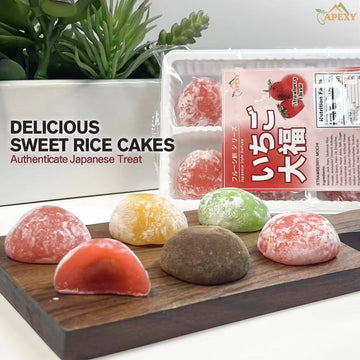 Apexy Japanese Style Mochi Daifuku Traditional Japanese Rice Cakes, 8.5 Oz (8 Pcs) (Strawberry)