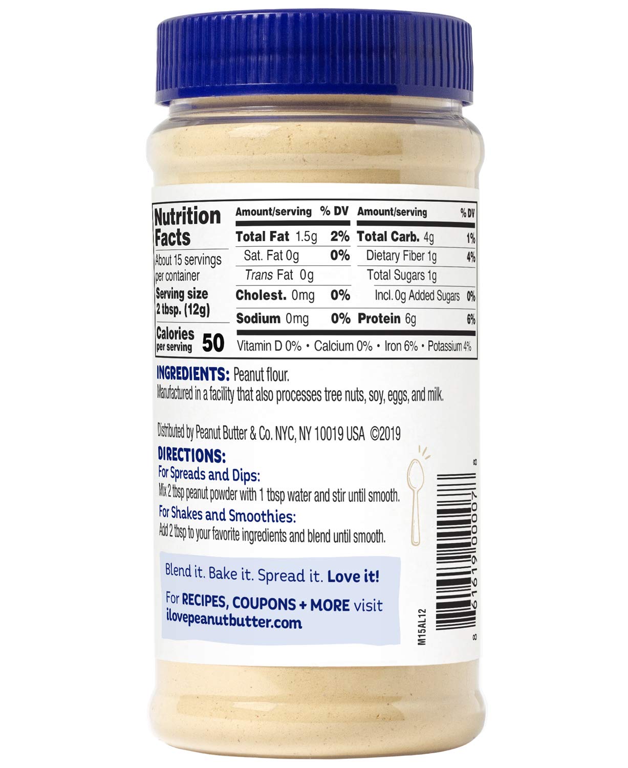 Peanut Butter & Co. Pure Peanut Protein Powder, Non-Gmo Project Verified, Gluten Free, Vegan, 6.5 Oz Jar