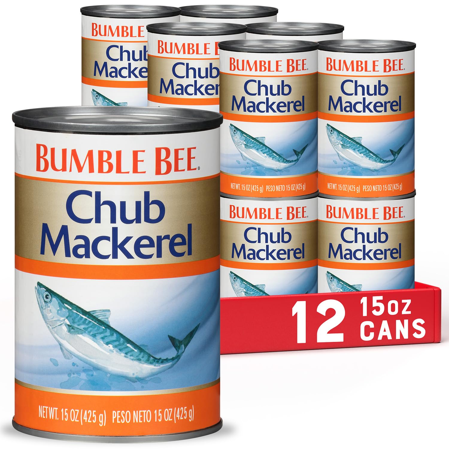 Bumble Bee Chub Mackerel, 15 Oz Can (Pack Of 12) - Canned Mackerel Fish, High Protein Keto Food, Gluten Free