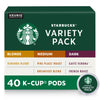 Starbucks K-Cup Coffee Pods Variety Pack - Blonde, Medium & Dark Roast - 40 Count - Black Variety