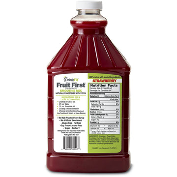 DrinkFit Fruit Smoothie | Real Fruit Puree, Low Sugar, Gluten-Free & Non-GMO, Strawberry Smoothie Mix - Makes 32 Smoothies, 64 F
