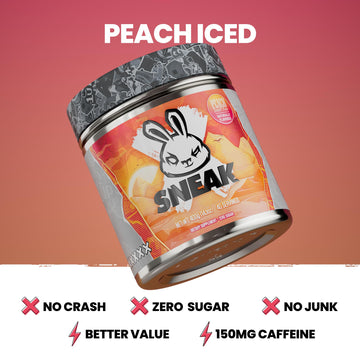 SNEAK Energy Drink Powder - Peach Iced Tea, 14.1 Ounce, No Sugar, Natural Caffeine, Focus-Boosting Nootropics, 40 Servings