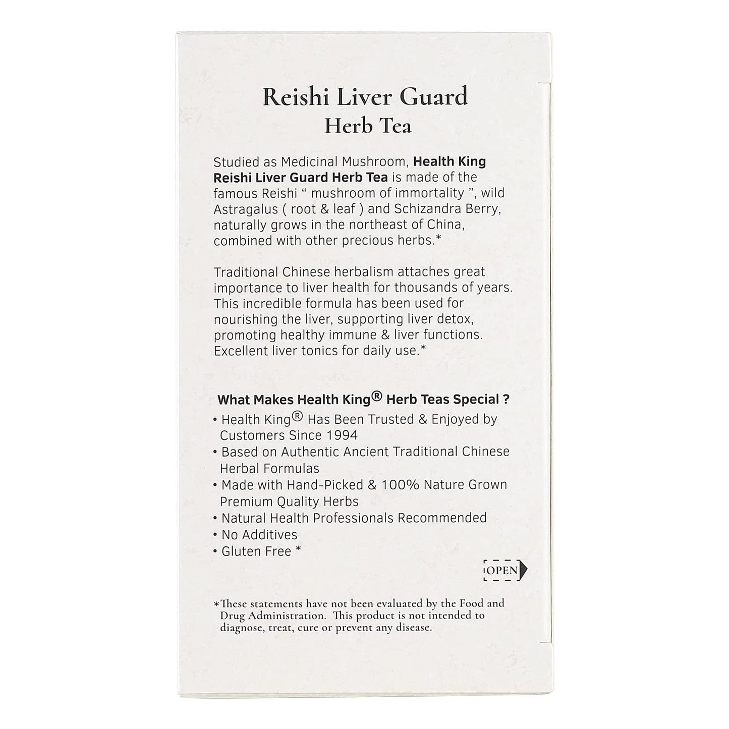 Health King Reishi Liver Guard Herb Tea, Teabags, 20 Count Box