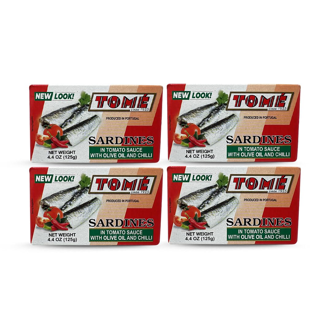 4 Packs Tome Sardines (In Tomato Sauce w/ Olive Oil & Chili) 125g Ea