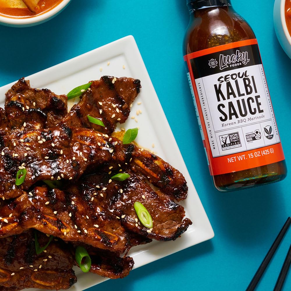 Lucky Foods Seoul Korean Bbq Sauce (Twin Pack - 2 Bottles (1 Kalbi, 1 Bulgogi))