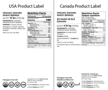 Food To Live - Organic Einkorn Wheat Berries, 10 Pounds - Non-Gmo, Good Source Of Protein, Fiber, And Vitamins. Low-Glycemic Ind